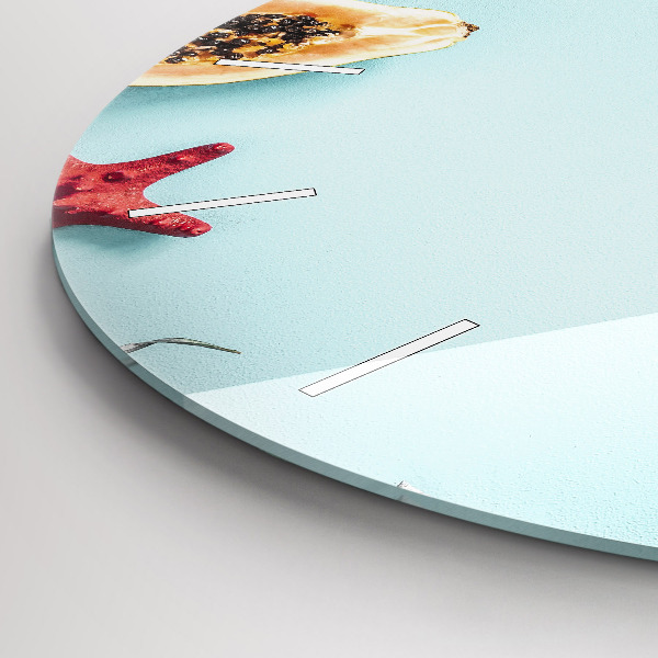 Kulaté skleněné hodiny s fotkou Prázdninová kompozice