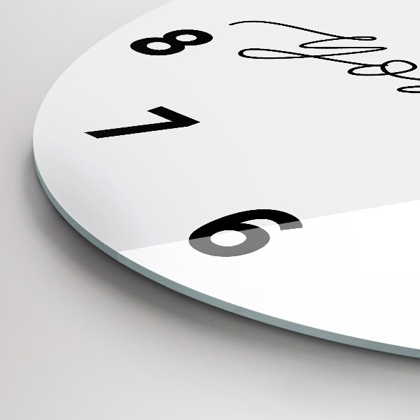 Kulaté skleněné hodiny s fotkou Nápis Buď sám sebou