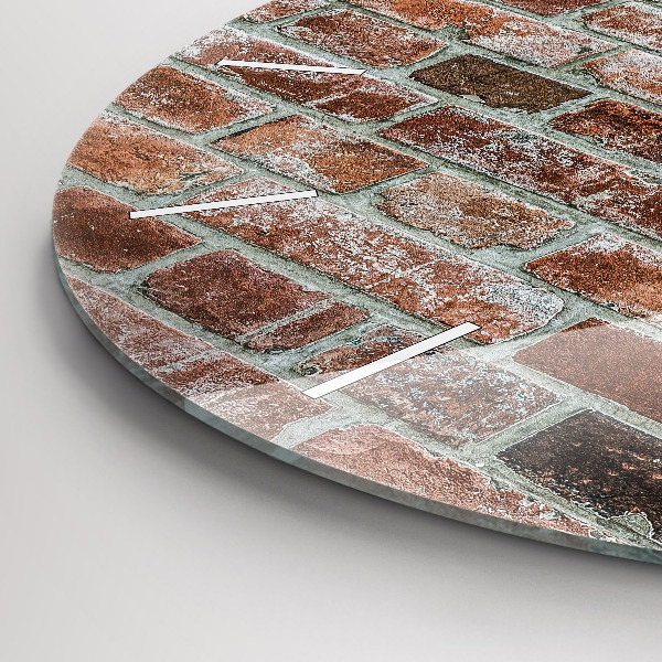 Kulaté skleněné hodiny s fotkou Cihlová zeď