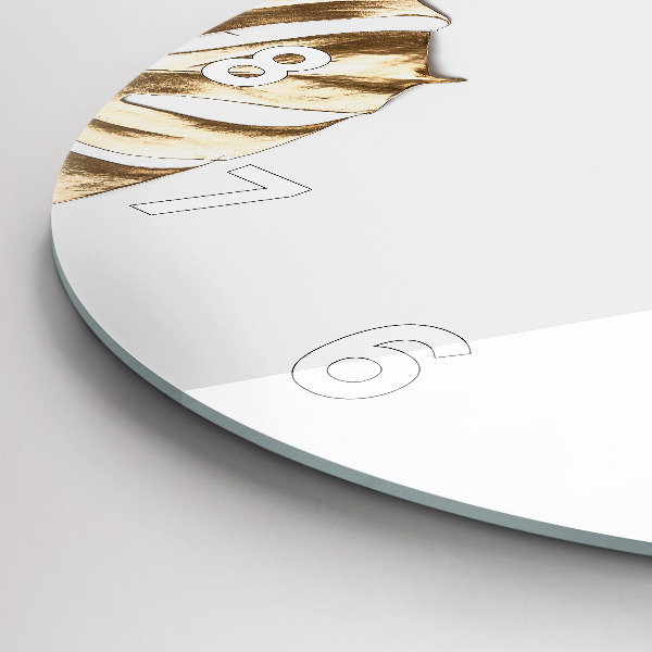 Kulaté skleněné hodiny s fotkou Tropické listy