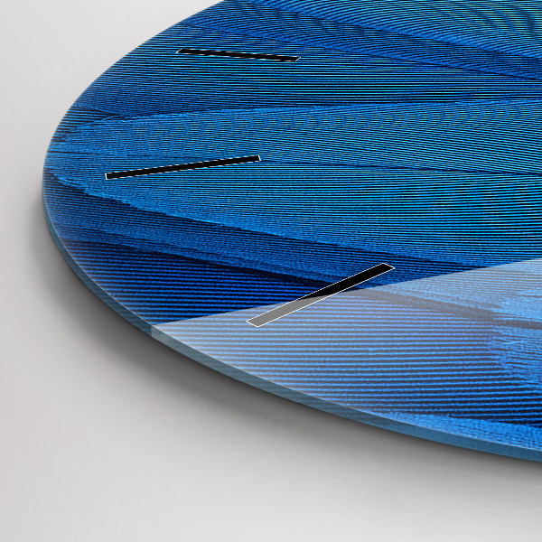 Kulaté skleněné hodiny s fotkou Ptačí pírko