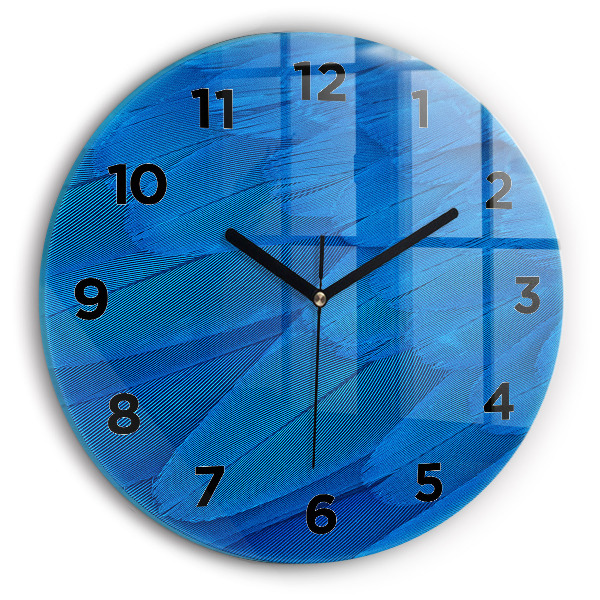 Kulaté skleněné hodiny s fotkou Ptačí pírko