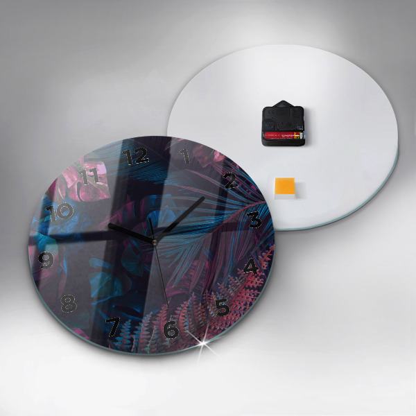 Kulaté skleněné hodiny s fotkou Exotické květiny