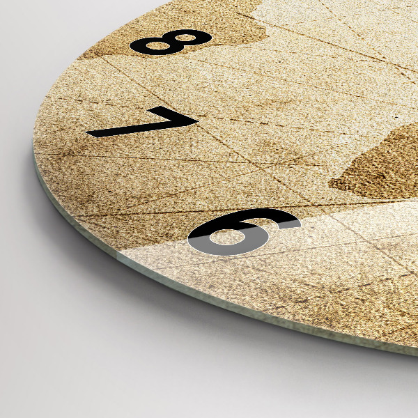 Kulaté skleněné hodiny s fotkou Vintage mapa světa