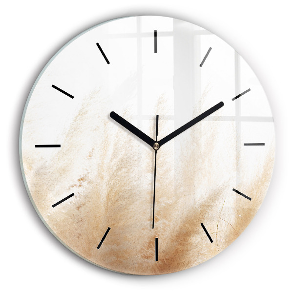 Kulaté skleněné hodiny s fotkou Obilný klas