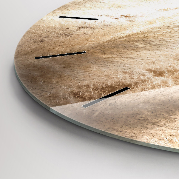 Kulaté skleněné hodiny s fotkou Obilný klas