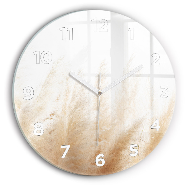 Kulaté skleněné hodiny s fotkou Obilný klas