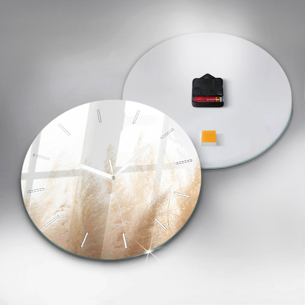 Kulaté skleněné hodiny s fotkou Obilný klas