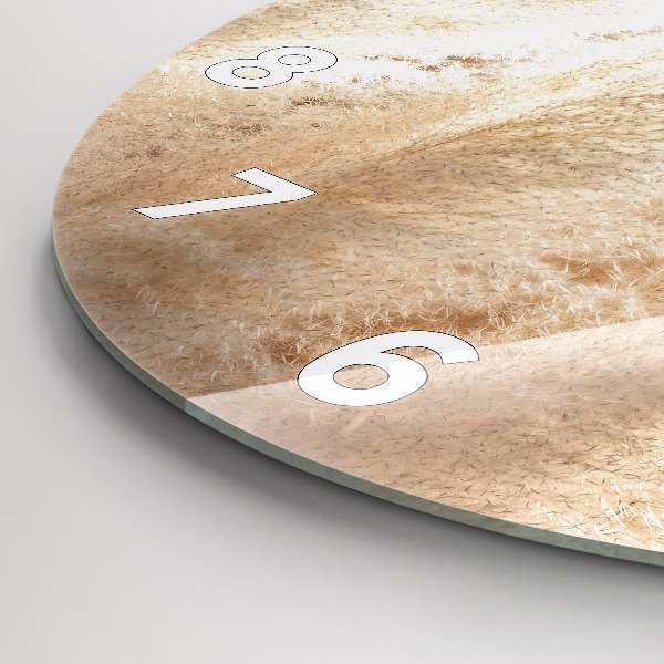 Kulaté skleněné hodiny s fotkou Obilný klas