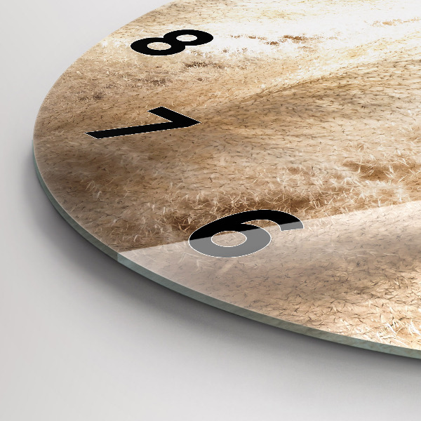 Kulaté skleněné hodiny s fotkou Obilný klas