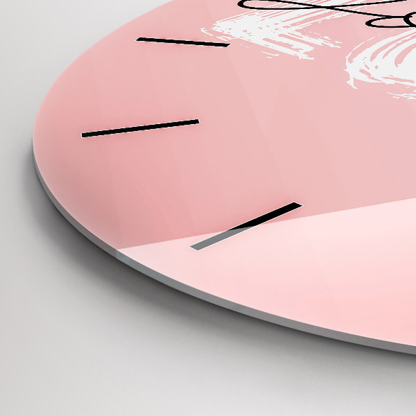 Kulaté skleněné hodiny s fotkou Nápis Miluj se