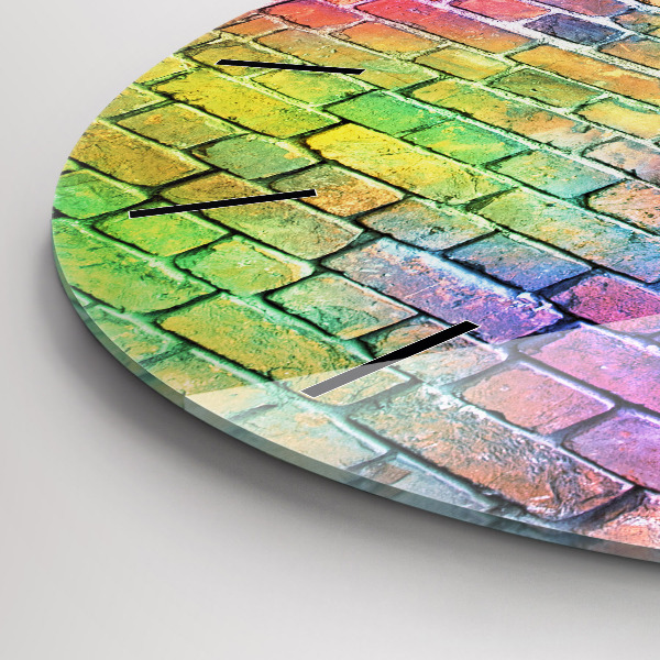 Kulaté skleněné hodiny s fotkou Malovaná zeď