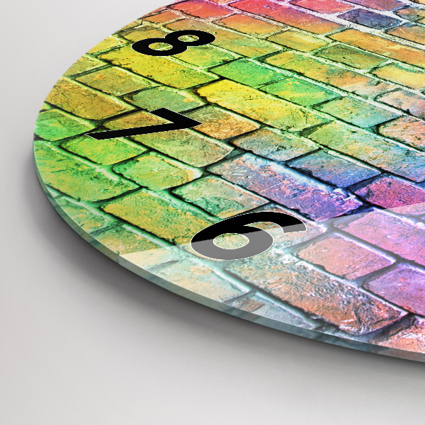 Kulaté skleněné hodiny s fotkou Malovaná zeď