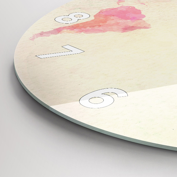 Kulaté skleněné hodiny s fotkou Akvarelová mapa světa