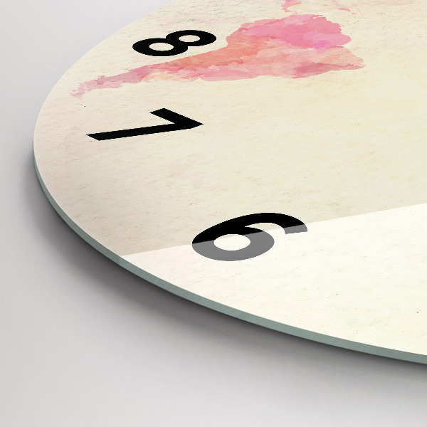 Kulaté skleněné hodiny s fotkou Akvarelová mapa světa