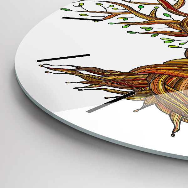 Kulaté skleněné hodiny s fotkou Strom a kořeny