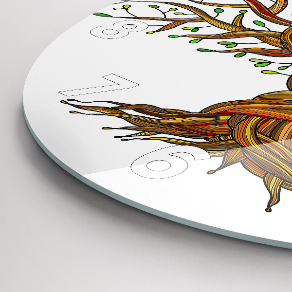 Kulaté skleněné hodiny s fotkou Strom a kořeny