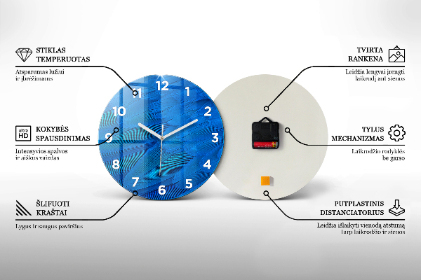 Kulaté skleněné hodiny s fotkou Mapa světa na deskách