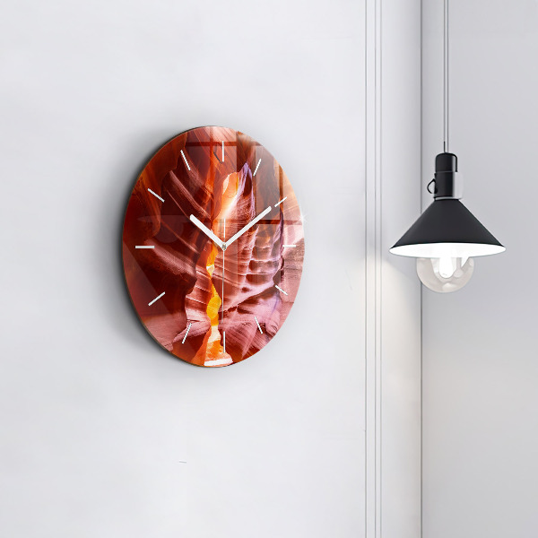 Kulaté skleněné hodiny s fotkou Písečný kaňon