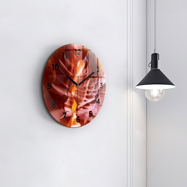 Kulaté skleněné hodiny s fotkou Písečný kaňon