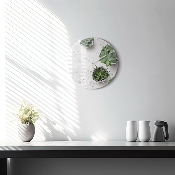 Kulaté skleněné hodiny s fotkou Dekorativní rostliny