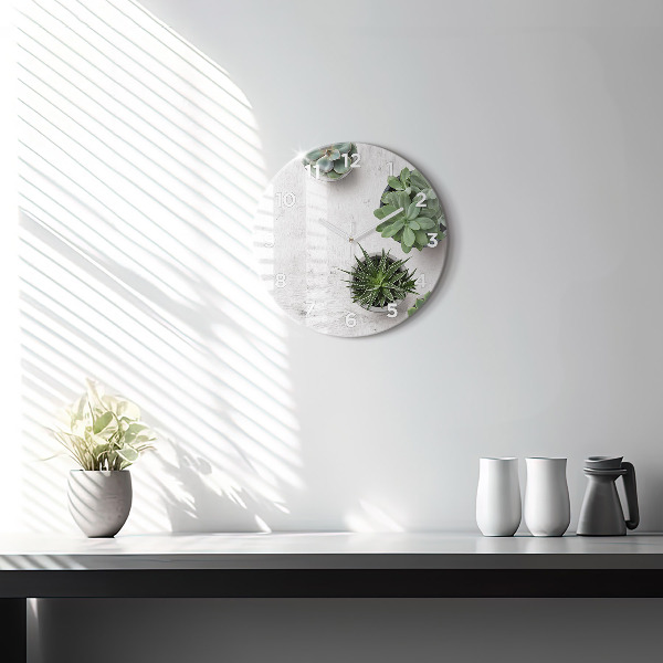 Kulaté skleněné hodiny s fotkou Dekorativní rostliny