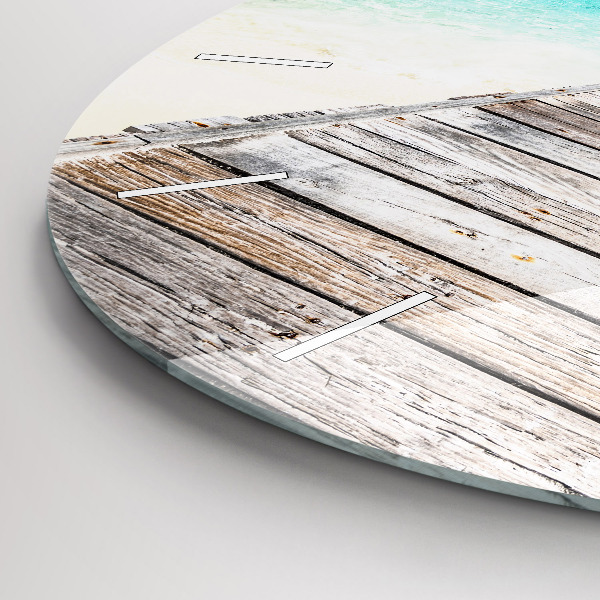 Kulaté skleněné hodiny s fotkou Tropický ostrov