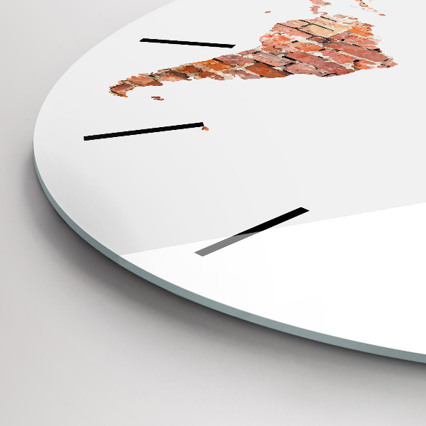 Kulaté skleněné hodiny s fotkou Stará cihlová mapa