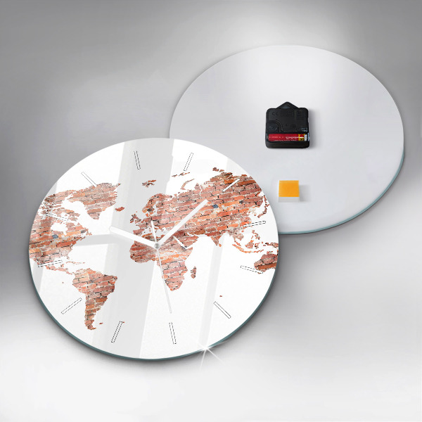 Kulaté skleněné hodiny s fotkou Stará cihlová mapa