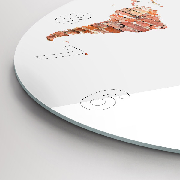 Kulaté skleněné hodiny s fotkou Stará cihlová mapa