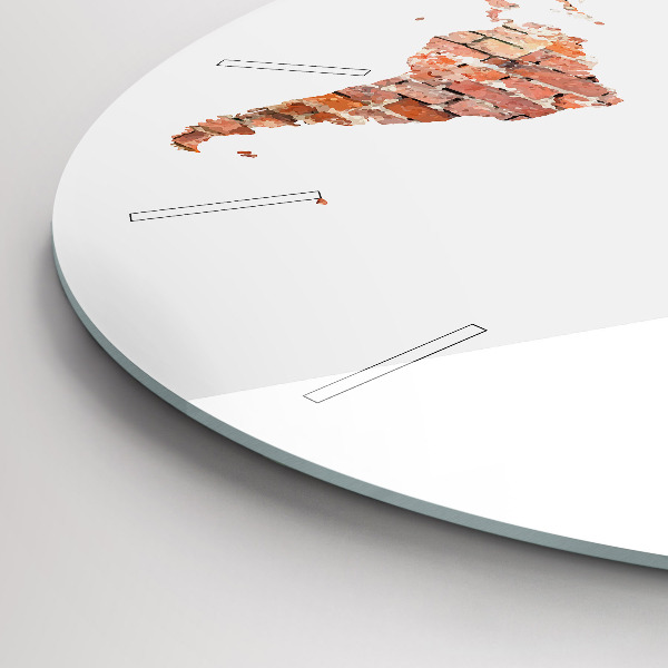 Kulaté skleněné hodiny s fotkou Stará cihlová mapa