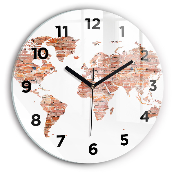 Kulaté skleněné hodiny s fotkou Stará cihlová mapa