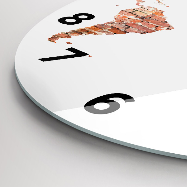 Kulaté skleněné hodiny s fotkou Stará cihlová mapa