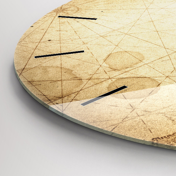 Kulaté skleněné hodiny s fotkou Stará mapa světa