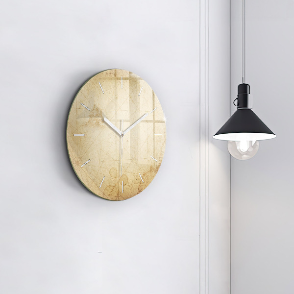 Kulaté skleněné hodiny s fotkou Stará mapa světa