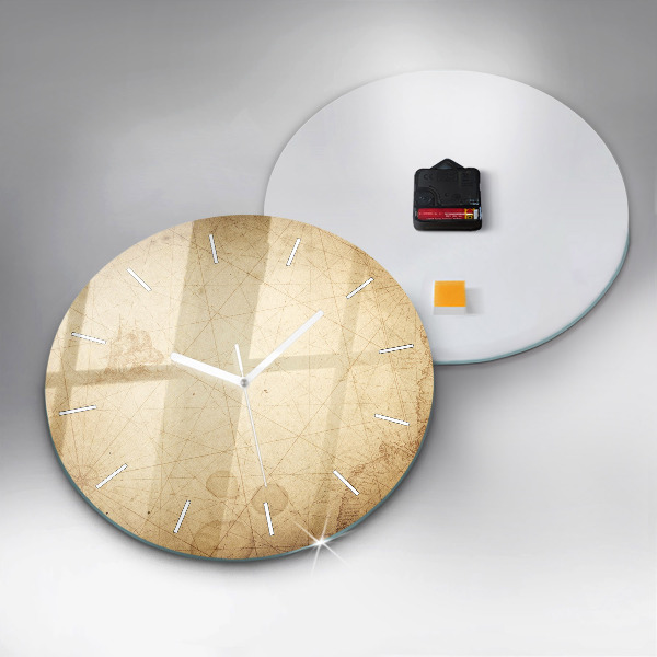 Kulaté skleněné hodiny s fotkou Stará mapa světa