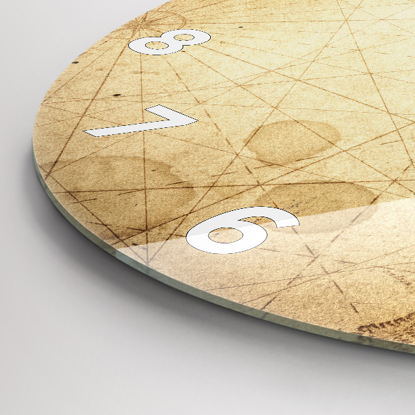 Kulaté skleněné hodiny s fotkou Stará mapa světa