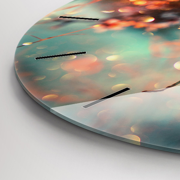 Kulaté skleněné hodiny s fotkou Jarní květiny