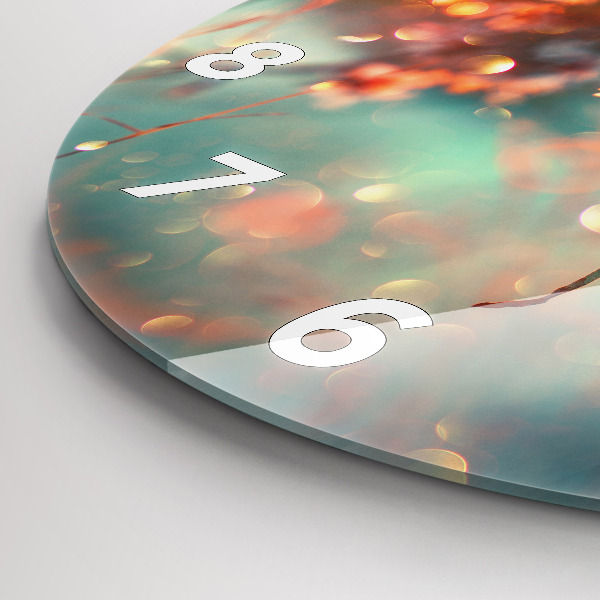 Kulaté skleněné hodiny s fotkou Jarní květiny