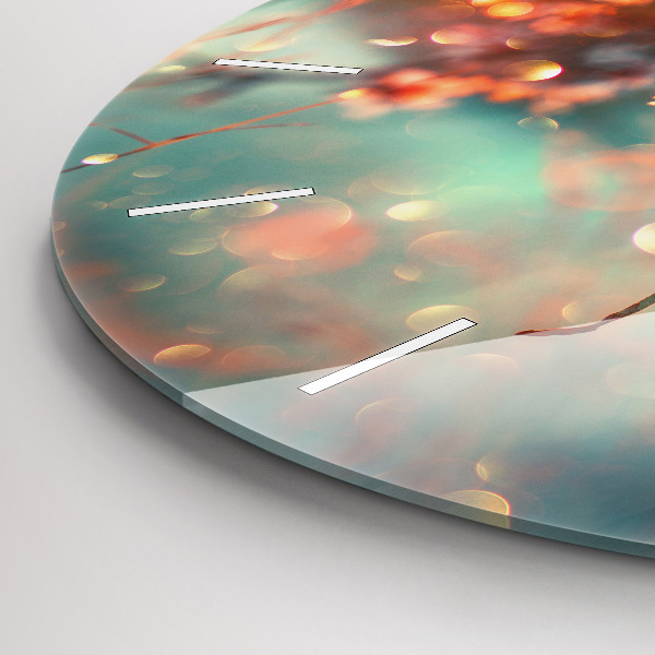 Kulaté skleněné hodiny s fotkou Jarní květiny