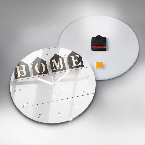 Kulaté skleněné hodiny s fotkou Nápis House