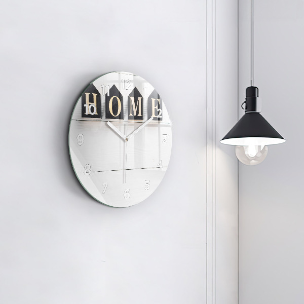 Kulaté skleněné hodiny s fotkou Nápis House