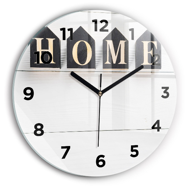 Kulaté skleněné hodiny s fotkou Nápis House