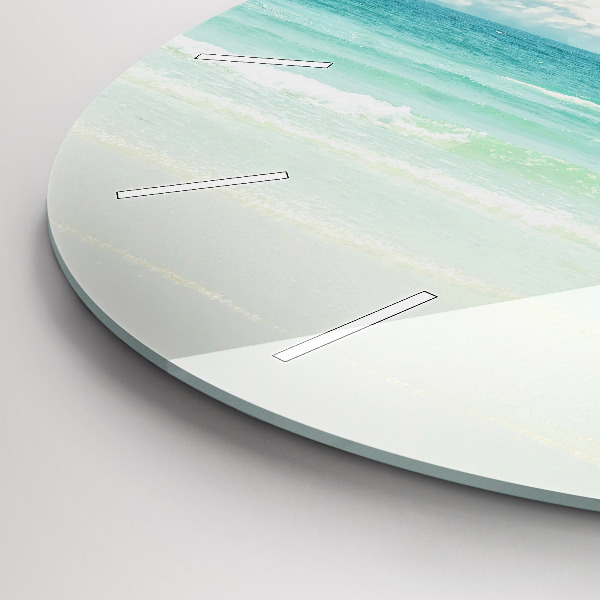 Kulaté skleněné hodiny s fotkou Krajina moře