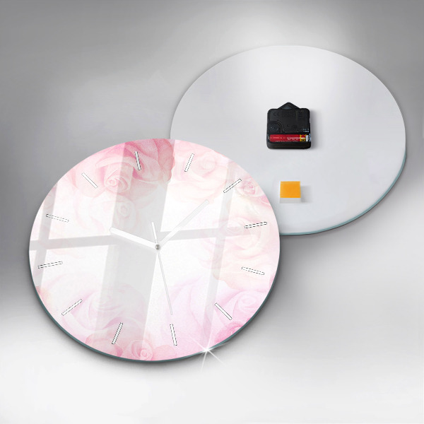 Kulaté skleněné hodiny s fotkou Růže abstraktní