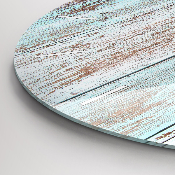 Kulaté skleněné hodiny s fotkou Pastelové dřevo