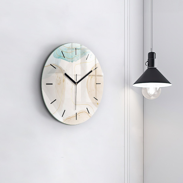 Kulaté skleněné hodiny s fotkou Akvarelové skvrny