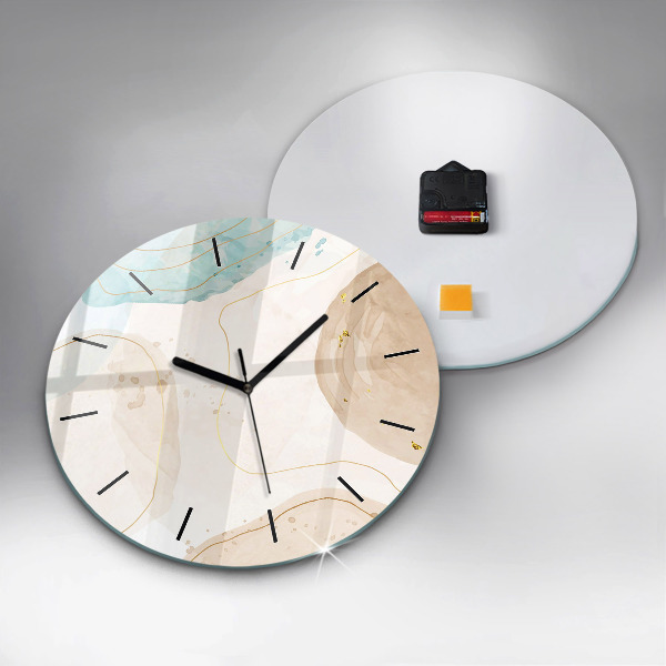 Kulaté skleněné hodiny s fotkou Akvarelové skvrny