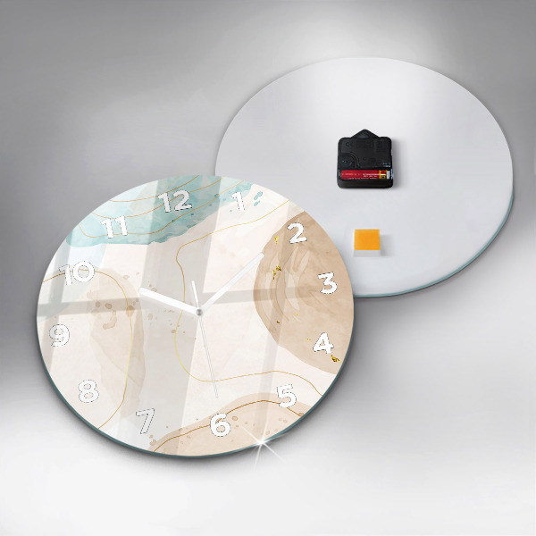 Kulaté skleněné hodiny s fotkou Akvarelové skvrny