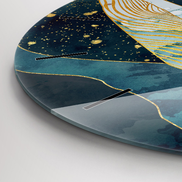 Kulaté skleněné hodiny s fotkou Abstraktní velryba